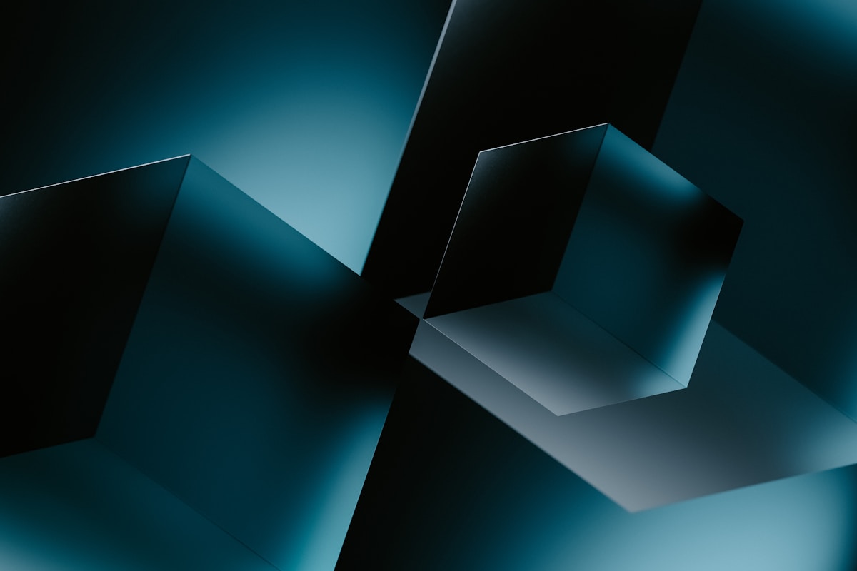 Black and blue abstract background with squares and rectangles